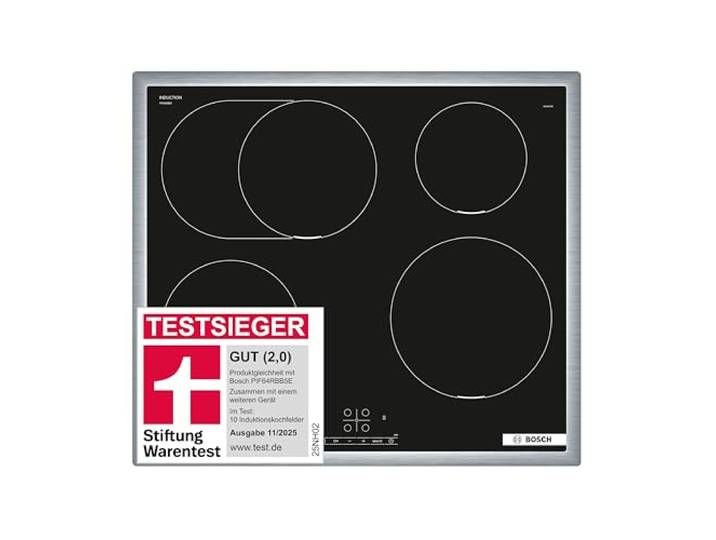 Bosch PIF645BB5E Serie 4 Induktionskochfeld (autark), 60 cm breit, Bräterzone für großes Kochgeschirr, PowerBoost schnelleres Kochen, TouchSelect Bedienung, ReStart, QuickStart