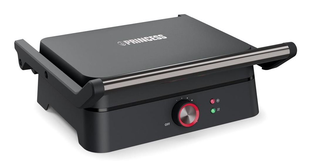 PRINCESS 117502 Kontaktgrill 1800 W mit 275 x 180 mm Fläche (Schwarz) 01.117502.01.001