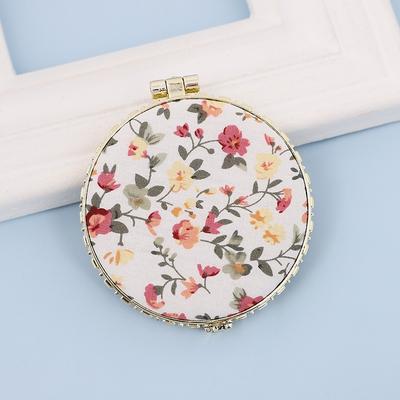 Fusion Finds Vintage Floral Compact Makeup Mirror Portable Pocket Mirror With Dual Sided Folding Design round white