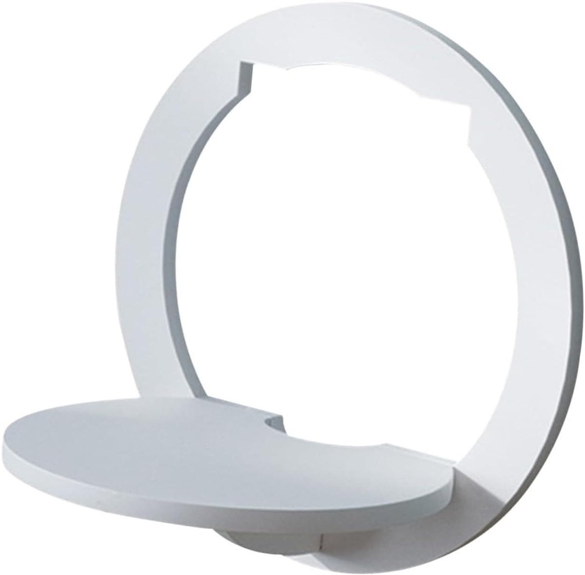 Zwevende ronde wandplank voor wanddecoratie en opslag - Wit - 29 x 29 cm