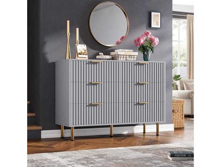 Commode 3 tiroirs gris moderne compacte durable rangement chambre salon bureau