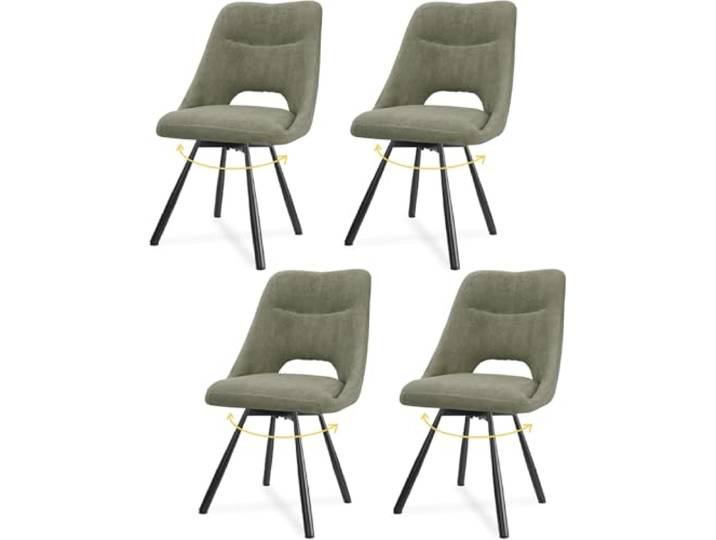 LEWE Esszimmerstühle drehbar 4er Set, 360° Drehstuhl, Kaschmir-Stoff Moderne Polsterstuhl mit Durchbrochene Rückenlehne, Breitere Sitzfläche, Armlos, für Esszimmer Wohnzimmer Schlafzimmer