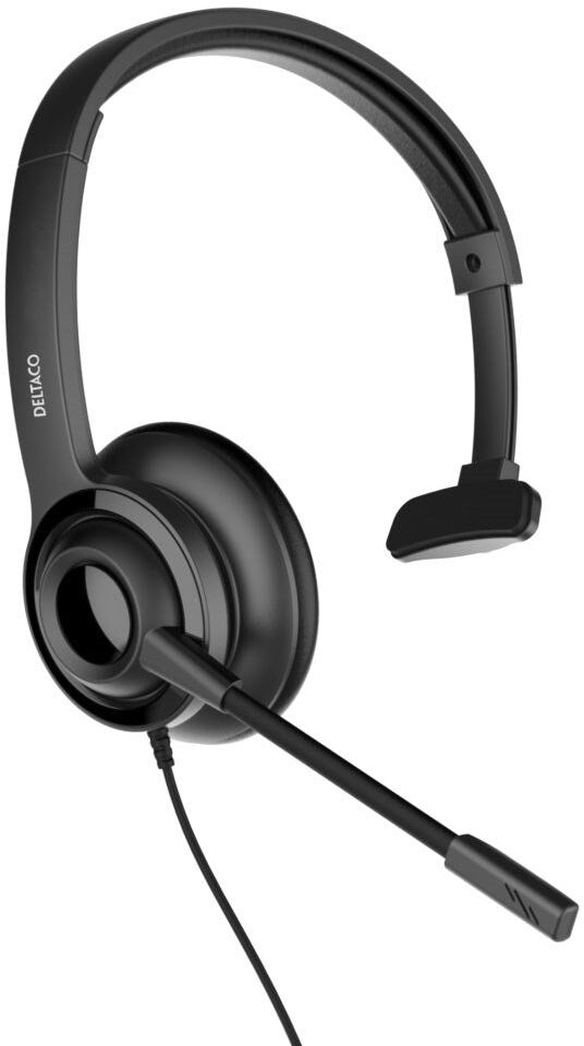 Deltaco Mono Headset m. Ledning - Sort