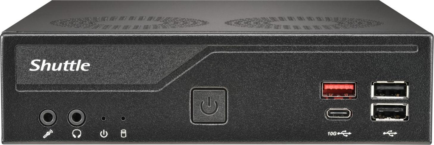 Shuttle Slim PC DH810S, S1851, 2x DP, 1x HDMI, 1x 2.5", 1x M.2, 1x LAN (Intel 1G), 8x USB, 1x COM, 24/7 Dauerbetrieb, inkl. VESA, 1,35 l großer PC, Mini-PC Barebone, Intel H810, LGA 1851 (Socket V1), DDR5-SDRAM, M.2, PCI Express, SATA