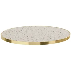 Oviala Business Tischplatte rund Terrazzo mit goldener Umreifung 60 cm Montmartre - Oviala