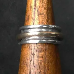 Drachensilber Schlichter Spinning Ring 925 Silber Bronze drehbarer Innen Ring 54 - Silber