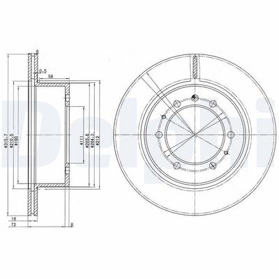 Delphi Bremsscheibe [Hersteller-Nr. BG3117] für Nissan