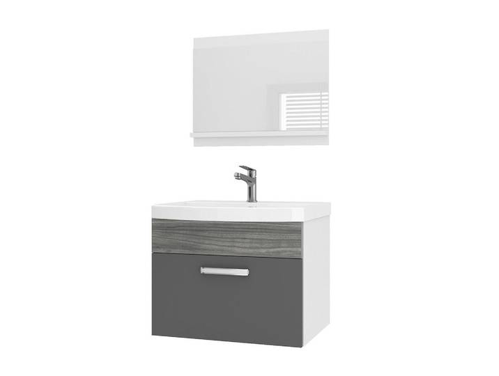 B Belini Group Badmöbel Badezimmer SET PRI Pm1, Grau Glamour Hochglanz, 60 cm, Holz, Rechteckig, 38.7x51x60 cm, Badezimmer, Badmöbelsets & Badmöbelserien, Badmöbel-Sets