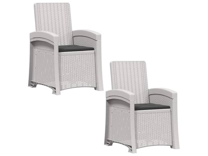 VIHHQGC Liegesessel Garten Rattan-Optik 2 STK. Weiß und Anthrazit PP Verstellbare Rückenlehne, 3 Positionen, Polypropylen, stabiler Rahmen, Garten, Terrasse, Balkon