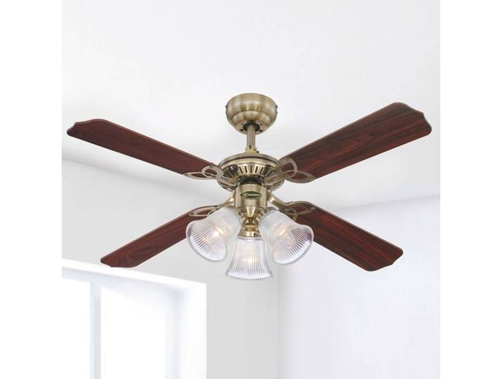 Westinghouse Ventilator mit Licht Princess Trio, Holz, leise PRINCESS, Holz dunkel, für Wohn- / Esszimmer, Kunststoff, Modern