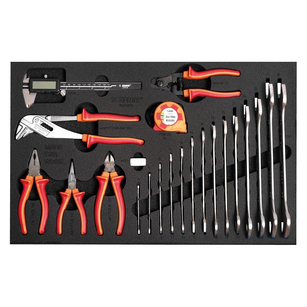 Unior 1600SOS22 Werkzeugset 24-tlg., SOS-Modul schmal, 364x564mm, red (60488797)