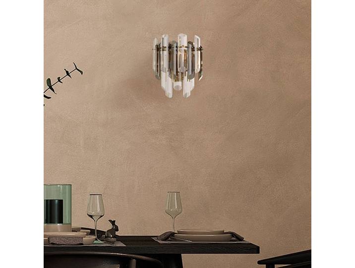 Wandleuchte Flare 22 x 27 x 13cm Gold Mischmetall / Kristallglas E14