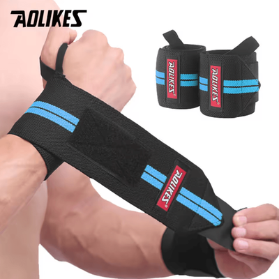 Inspire Curations AOLIKES Weightlifting Wrist Wraps Heavy Duty Wrist Support Wraps With Thumb Loop For Strength Training type B blue