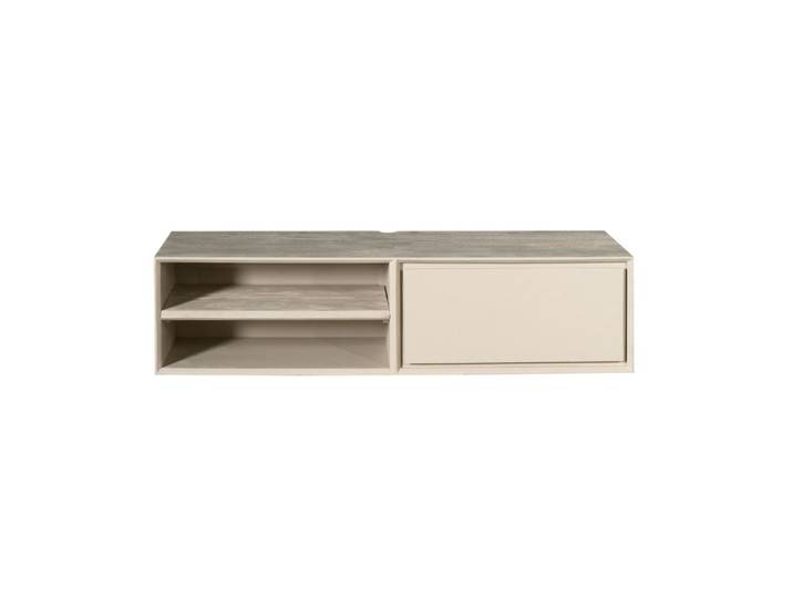 Meuble tv suspendu 1 tiroir 1 niche, bois sable