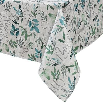 Elrene Seasons Greetings Holiday Fabric Tablecloth