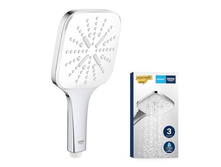 GROHE Vitalio SmartActive 130 Cube Pommeau de douche 3 jets\, Douchette 130mm\, Economie d'eau\, Facile à installer et à nettoyer\, Chromé\, 26595000 (Import Allemagne)