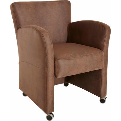 Sessel EXXPO - SOFA FASHION "Cortado, Loungesessel auf Rollen, schmale Armlehnen, bequem", braun, B:66cm, Sessel, Sessel, Breite 66 cm