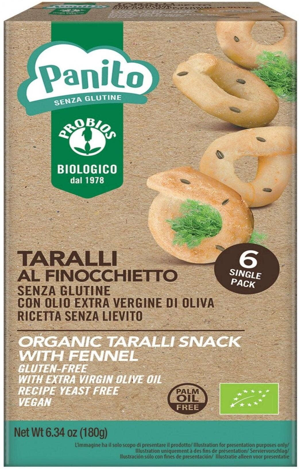 PROBIOS Panito - Taralli Al Finocchietto Senza Glutine 6 Pacchetti Da 30 Grammi 