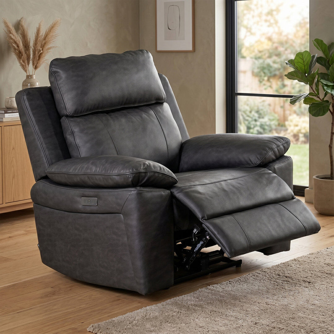 Brayden Studio Chaqueta 100cm Wide Standard Recliner Grey 102cm H X 100cm W X 90cm D