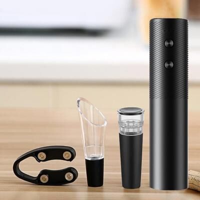 Inspire Daily Merch Rechargeable Electric Wine Bottle Opener Set Automatic Red Wine Corkscrew, USB Charging Wine Opener, Wine Tools black