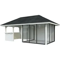 Palmako Pavillon Bianca 16,6 m2 Set 508 Slide Plus mit Isolierglas-Schiebetüren Lackierung in weiß
