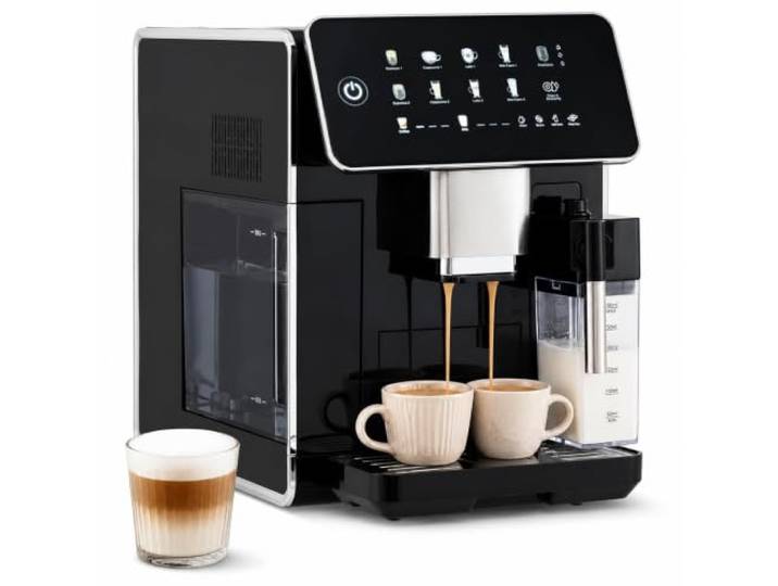 FURNITEX Kaffeevollautomat, Kaffeemaschine, 1,5L Kaffeeautomat mit 9 Programmen, Selbstreinigung, Touchscreen, Milchaufschäumer, für Latte, Espresso