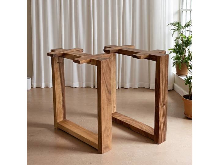 Support de Base de Table en bois de noyer, bureau à manger, cadre carré, pieds de meubles en bois naturel, Support de Table épais à cadre en A pour comptoir