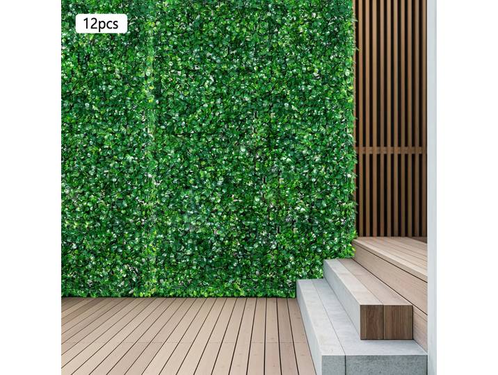 Pack de 12 plantes mur vert panneaux muraux décoratifs plantes artificielles mur de pelouse pour balcon jardin arrière-cour passerelles 60x40x4cm