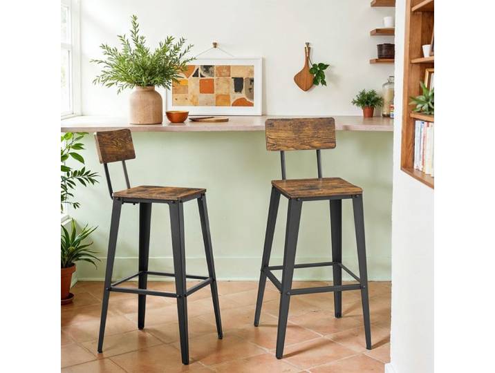 Tabouret de bar avec Dossier Chaises de Bar Cadre en Acier Marron et Noir