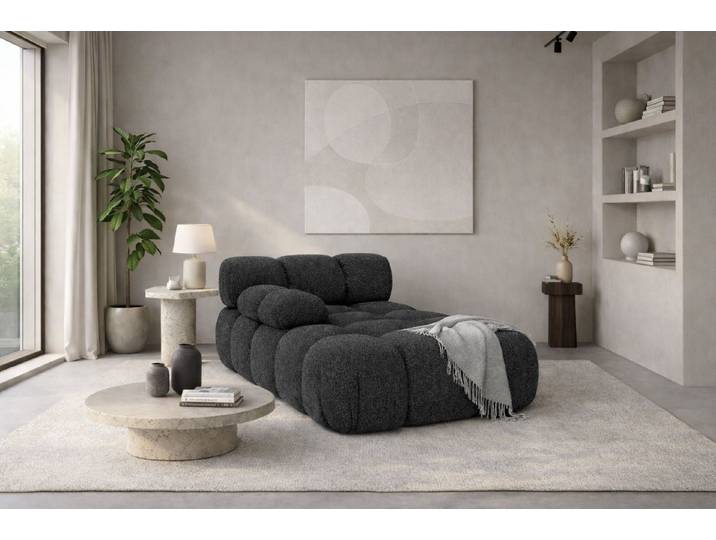 Kaiser Möbel Chaiselongue modular für Wohnzimmer, Bouclé-Stoff Abriamo, Selia, Chaiselongue, Chaiselongue-Modul zum Entspannen,Modernes Lounge-Design