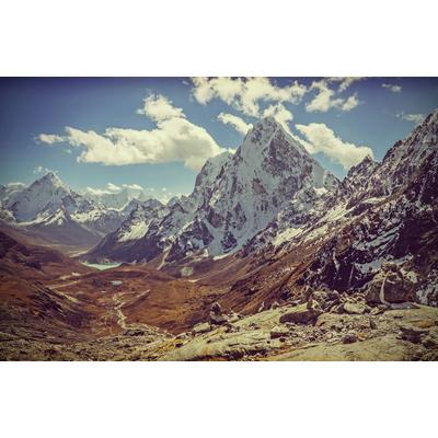 Fototapete PAPERMOON "GEBIRGE-ALPEN LANDSCHAFT BERGE SEE NATUR WOLKEN HIMMEL", bunt, B:4,5m L:2,8m, Vlies, Tapeten