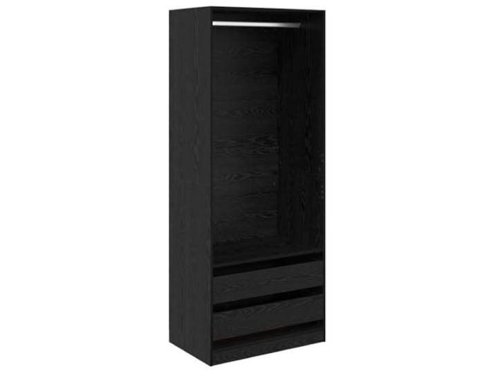 HNSMFPRE Schrank Eiche Schwarz 80 x 50 x 200 cm Holz Regalböden aus Brettern, MDF, geräumige Fächer, freistehendes Design, Pflege mit feuchtem Tuch