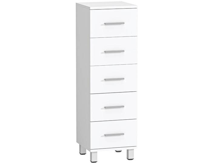 Homcom Kommode Spanplatte Weiß, Holzwerkstoff, Nachbildung, 5 Schubladen, 30x95x30 cm, Kleinmöbel, Kommoden