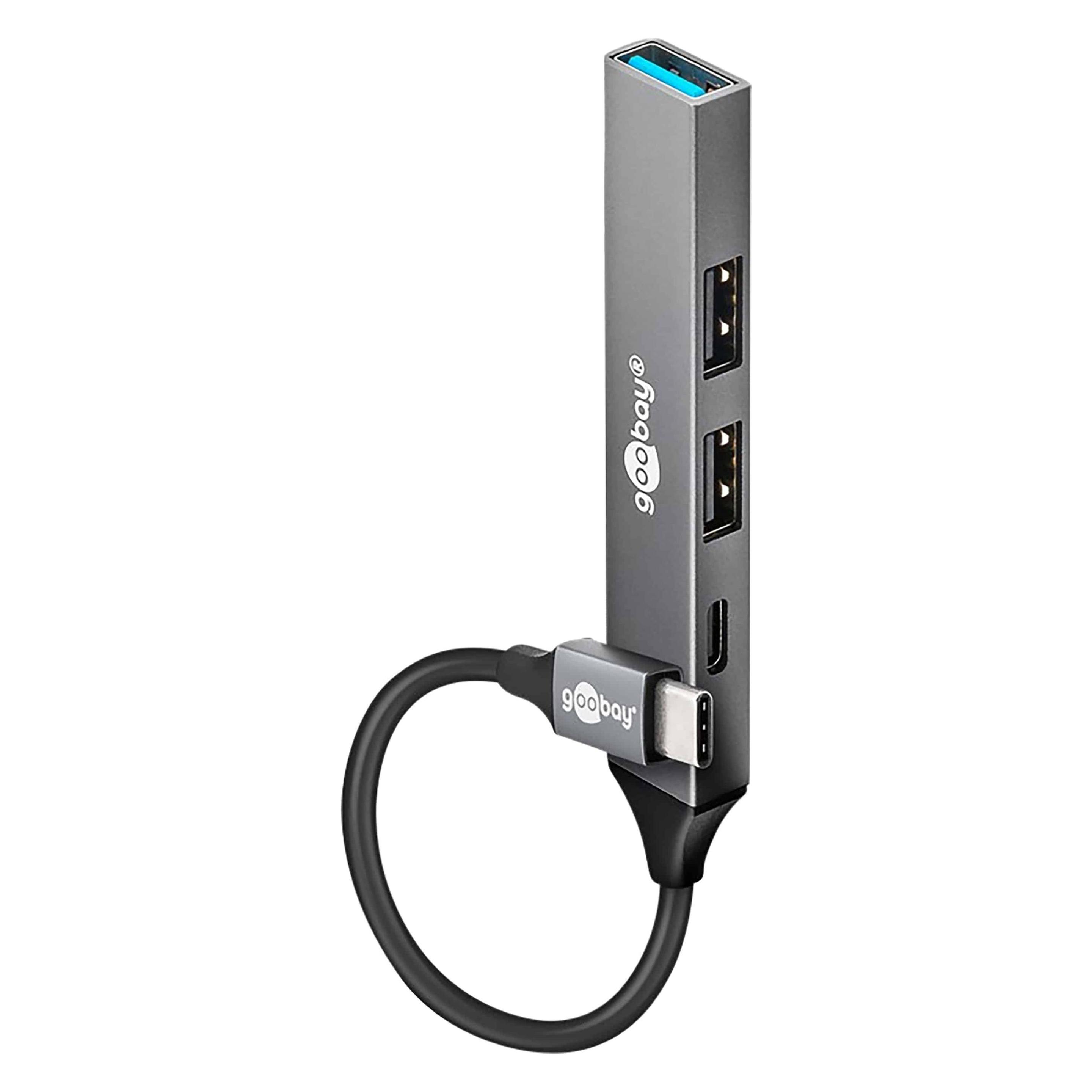 Goobay Slim 4-Port USB-Hub, USB-C auf USB-C/USB-A, USB 3.2 (USB-C, 4 Ports) (74459)