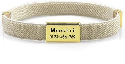 Uplift Essentials "Custom Engraved ""Signature"" Safety Pet Collar khaki"