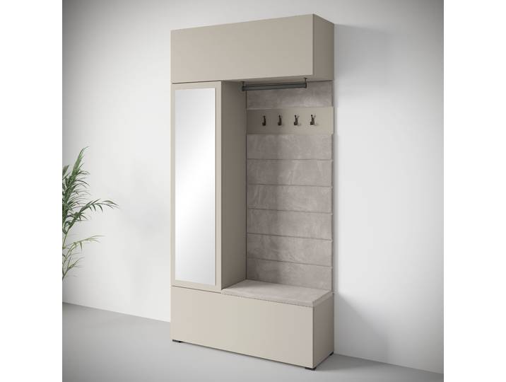 Garderoben-Set HOME AFFAIRE TEJO , kaschmir, B:115cm H:231,9cm T:37,5cm, Holzwerkstoff, Kastenmöbel-Sets, Garderoben-Set, Spiegel Schrank Element flexibel links/rechts einsetzbar