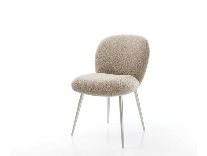 Esszimmerstuhl Nube-Flex Bouclé Schlamm 4-Fuß konisch Edelstahl Taschenfederkern, Esszimmerstühle