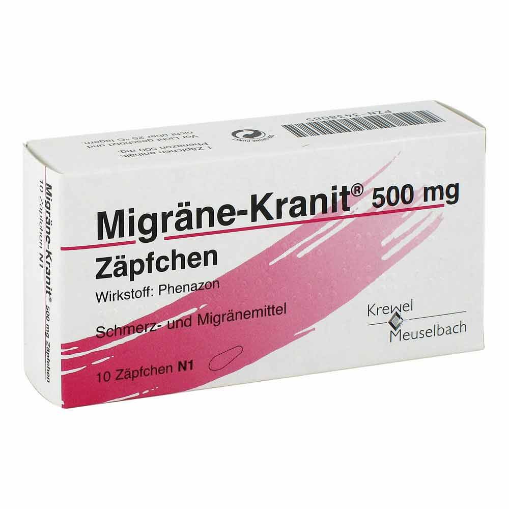 HERMES Arzneimittel GmbH Migräne-Kranit 500mg Zäpfchen 03438085