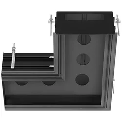 Gessi lineares Deckeneinbau-System, Winkel-Grundkörper 740x740 mm mit 5-Loch-Innenblende für 5 Module, 61151299