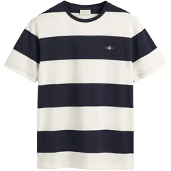 GANT Herren T-Shirt gestreift - BAR STRIPE T-SHIRT, Rundhals, Kurzarm, Baumwolle Weiß / L