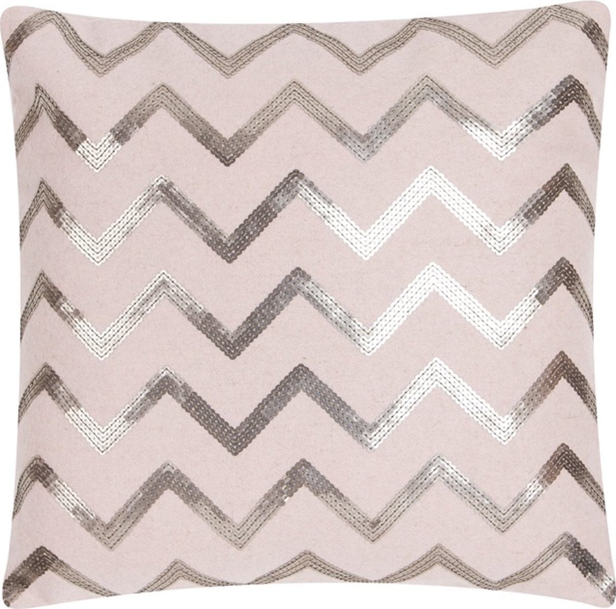 Linen & More Zigzag Sequin Soft Roze Kussen, 45 x 45 cm