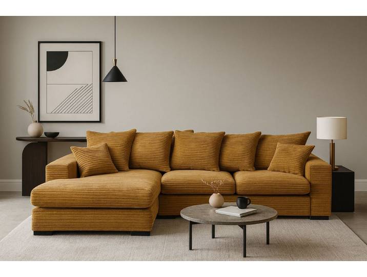 Kaiser Möbel Ecksofa Sofa L-form, Couch L-form Gabon stoff Zoom Ottomane