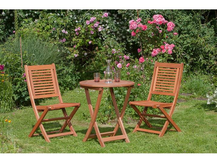Garten-Essgruppe MERXX »Cordoba« , beige (natur, natur, natur), Massivholz, Sitzmöbel-Sets, Garten-Essgruppe, Tisch klappbar: Øx H: 65x75 cm
