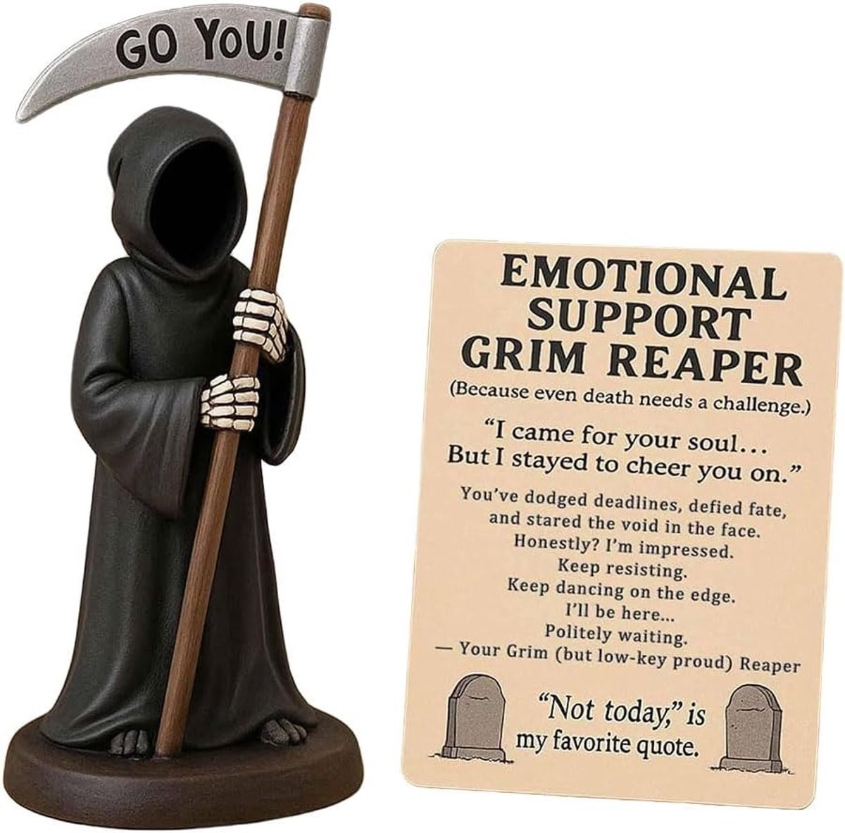 Grim Reaper Figuur Magere Hein Beeldje met Emotionele Kaart voor Gothic Decoratie