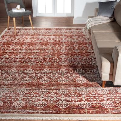 KALATY Aurora Transitional Bordered Performance Area Rug