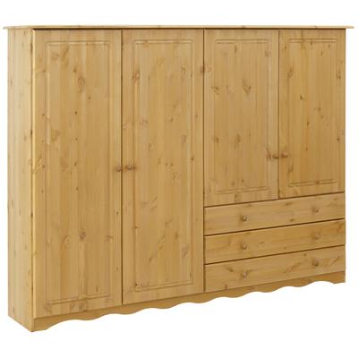 Wäscheschrank HOME AFFAIRE "Minik", beige (natur gebeizt, gewachst), B:184cm H:140cm T:35cm, Massivholz, Schränke, mit geschwungenem Fußsockel, in drei verschiedenen Farbvarianten