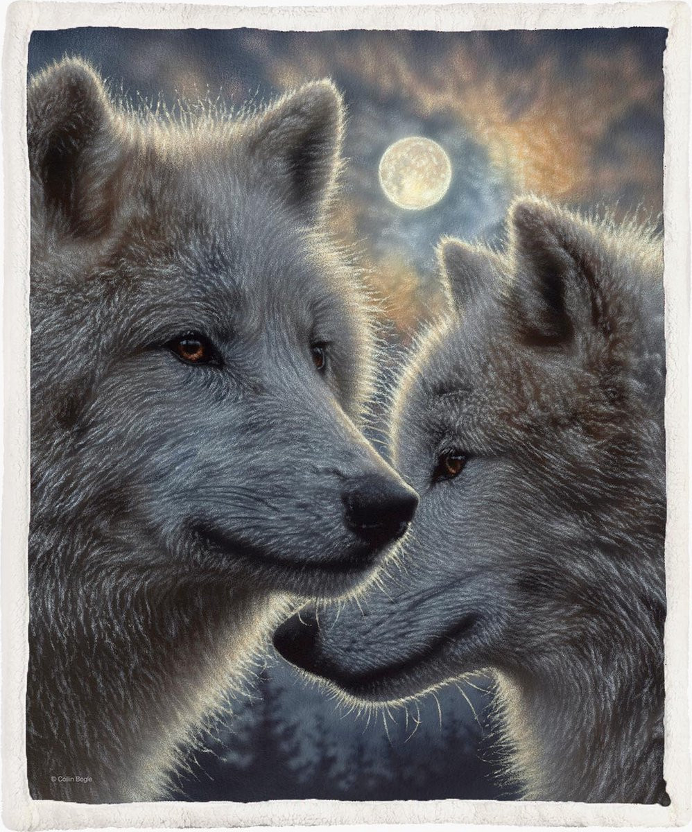Wolven Fleece Deken Moonlight Mates, 130 x 150 cm