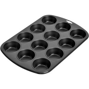 Kaiser Backform Inspiration, für 12 Muffins, aus Stahl, 38 x 27 x 3,5 cm, schwarz, antihaftbeschichtet, Muffinform