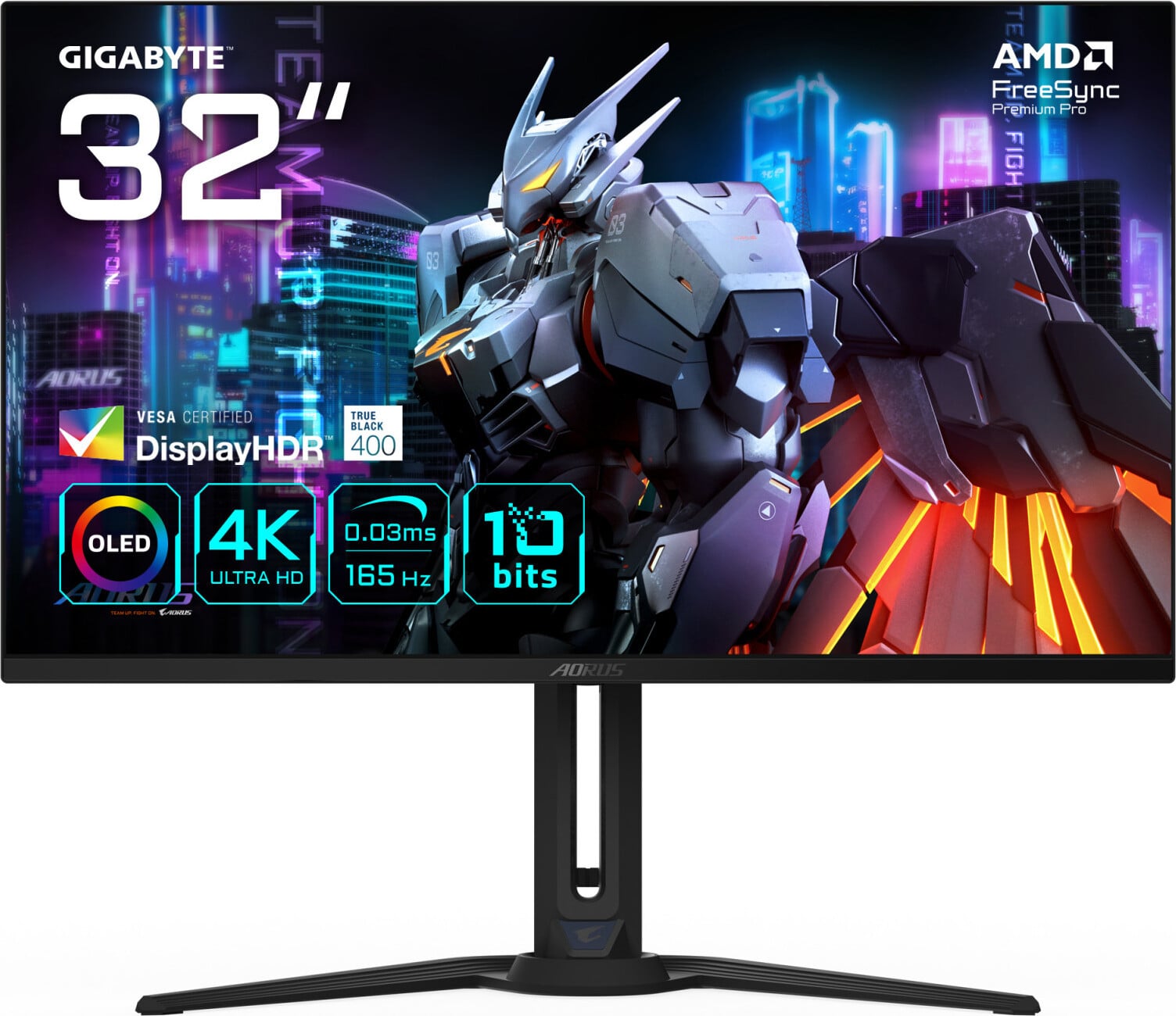 Gigabyte AORUS FO32U QD-OLED Monitor, 80,3 cm (31,5 inch), UltraHD/4K, 165 Hz, Zwart