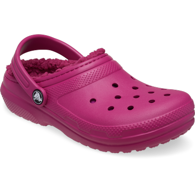 Clog CROCS "Kids Classic Lined Clog", Jungen, Gr. 32, Croslite™, pink (royal pink), Schuhe Clog, Hausschuh, Pantoffel, Schlappen mit Warmfutter